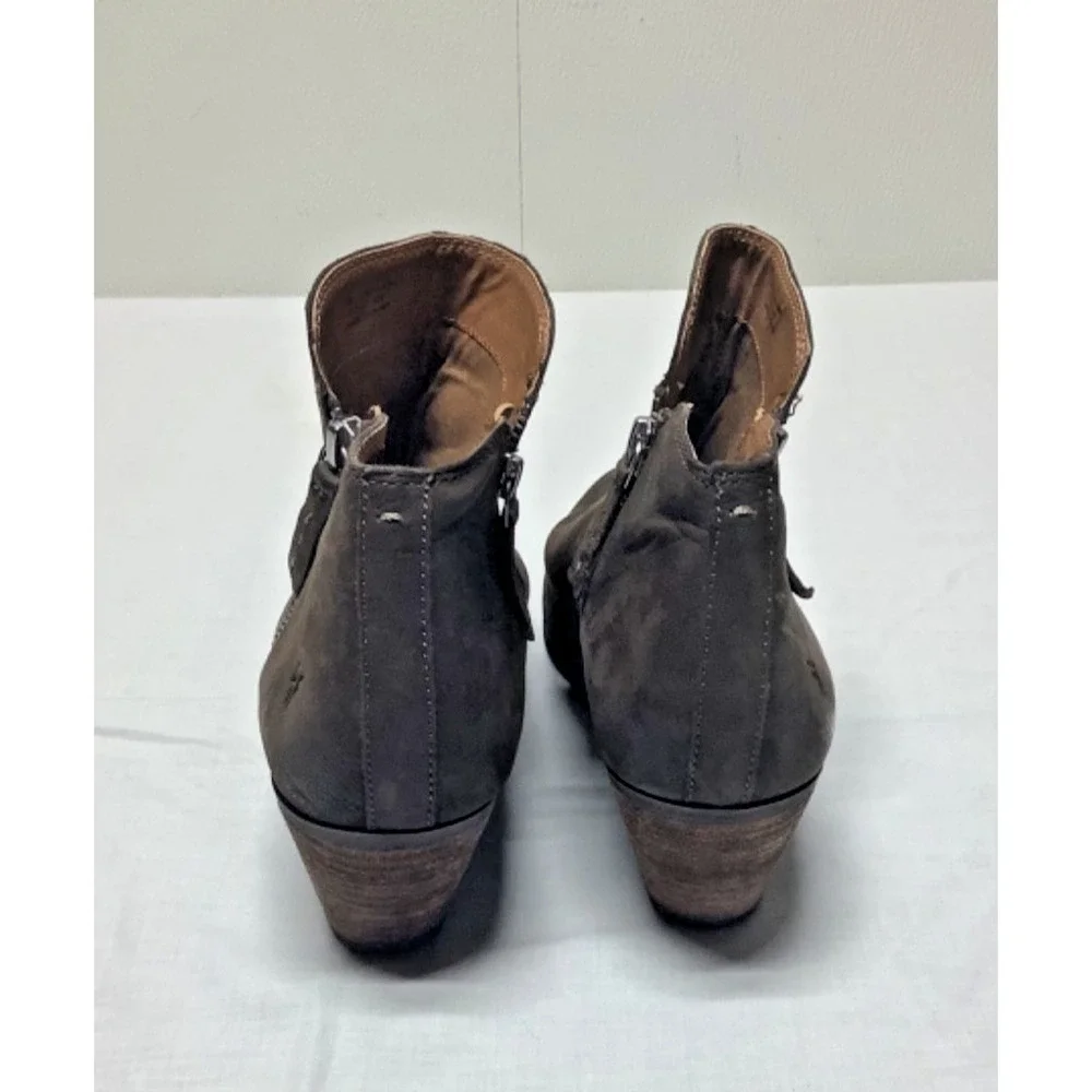 Frye Boots Womens 9 M Judith Ankle Booties Brown Leather Block Heels Zipper